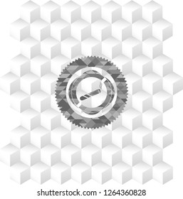 joint, cigarette icon inside realistic grey emblem with cube white background
