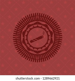 joint, cigarette icon inside realistic red emblem