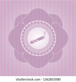 joint, cigarette icon inside realistic pink emblem