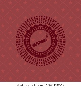joint, cigarette icon inside realistic red emblem