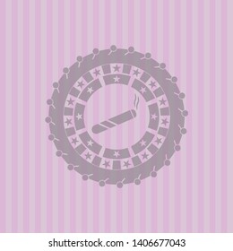 joint, cigarette icon inside realistic pink emblem