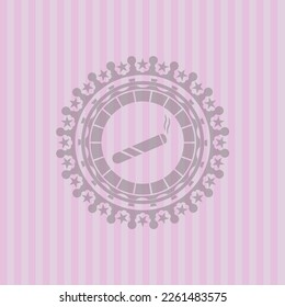 articulación, icono de cigarrillo dentro de emblema rosa realista. Un diseño asombroso. 