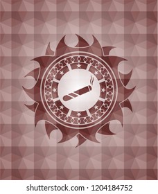joint, cigarette icon inside red seamless badge with geometric pattern background.