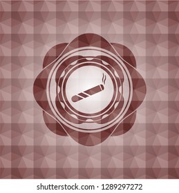 joint, cigarette icon inside red seamless geometric emblem.