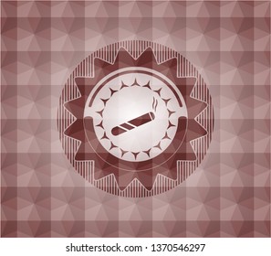 joint, cigarette icon inside red badge with geometric pattern background. Seamless.