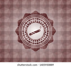 joint, cigarette icon inside red polygonal badge. Seamless.