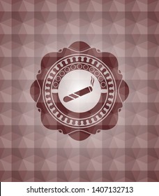 joint, cigarette icon inside red seamless geometric badge.