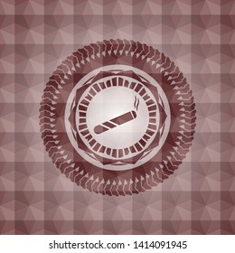 joint, cigarette icon inside red seamless badge with geometric pattern.