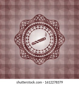 joint, cigarette icon inside red seamless geometric emblem.