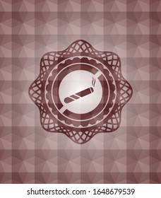 articulación, icono del cigarrillo dentro del emblema geométrico rojo. Sin inconvenientes.