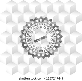 joint, cigarette icon inside retro style grey emblem with geometric cube white background