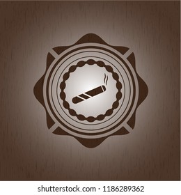 joint, cigarette icon inside retro wood emblem