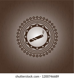 joint, cigarette icon inside retro wood emblem