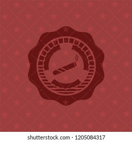 joint, cigarette icon inside retro red emblem
