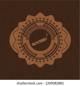 joint, cigarette icon inside retro wood emblem