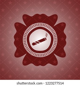 joint, cigarette icon inside retro style red emblem