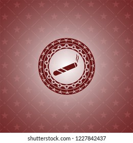 joint, cigarette icon inside retro red emblem
