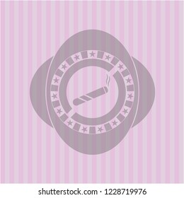 joint, cigarette icon inside retro pink emblem