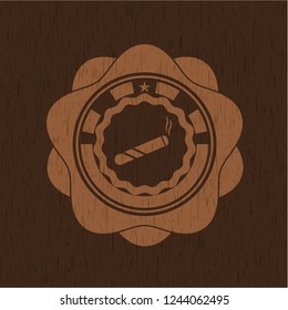 joint, cigarette icon inside retro style wood emblem
