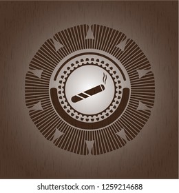joint, cigarette icon inside retro wood emblem