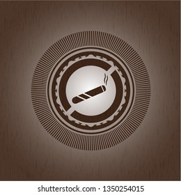 joint, cigarette icon inside retro style wood emblem