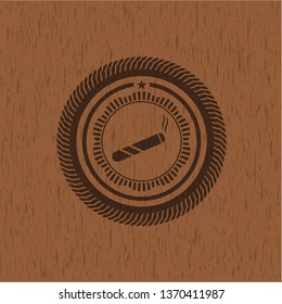 joint, cigarette icon inside retro wood emblem
