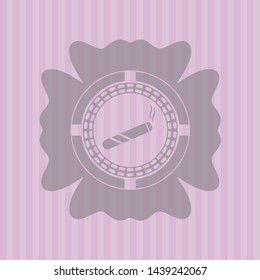 joint, cigarette icon inside retro style pink emblem