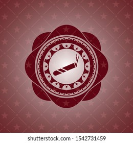 joint, cigarette icon inside retro red emblem