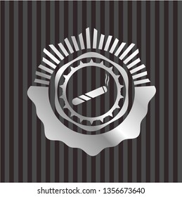 joint, cigarette icon inside silver emblem