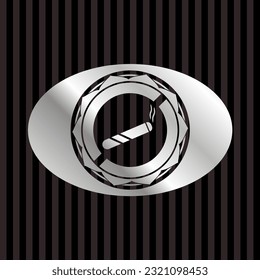 joint, cigarette icon inside silvery shiny emblem. 