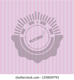 joint, cigarette icon inside vintage pink emblem