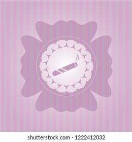 joint, cigarette icon inside vintage pink emblem
