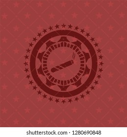 joint, cigarette icon inside vintage red emblem