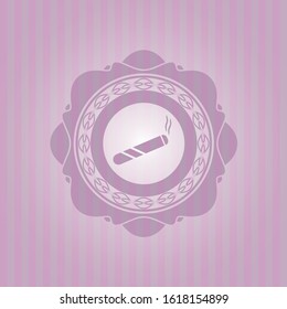 joint, cigarette icon inside vintage pink emblem