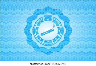 joint, cigarette icon inside water wave representation style badge.