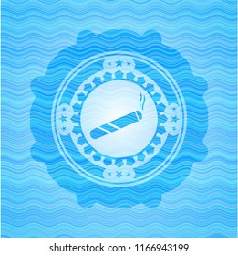 joint, cigarette icon inside water wave emblem background.