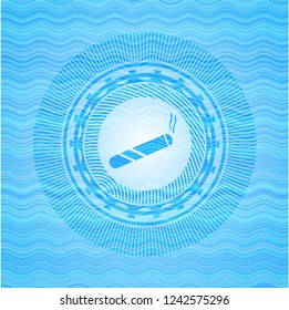 joint, cigarette icon inside water wave emblem.