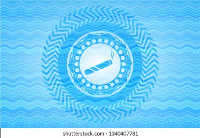 joint, cigarette icon inside water concept badge background.