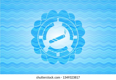 joint, cigarette icon inside water concept emblem.