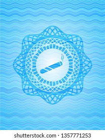 joint, cigarette icon inside water wave concept style emblem.