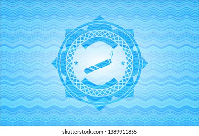 joint, cigarette icon inside water wave concept badge.