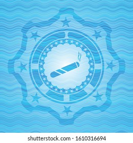 joint, cigarette icon inside water style badge.