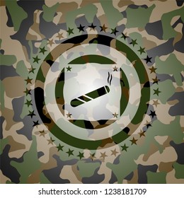 joint, cigarette icon on camo pattern