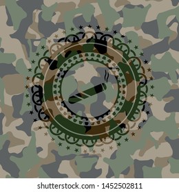 joint, cigarette icon on camouflage pattern