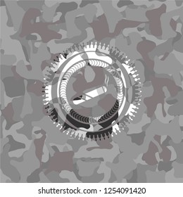 joint, cigarette icon on grey camouflaged texture