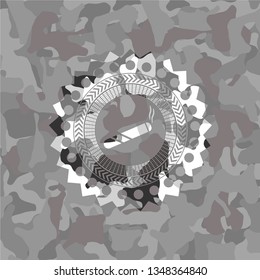 joint, cigarette icon on grey camo pattern