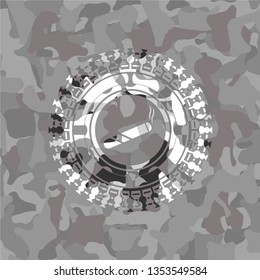 joint, cigarette icon on grey camouflage texture