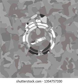 joint, cigarette icon on grey camouflaged pattern