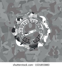 joint, cigarette icon on grey camouflage texture