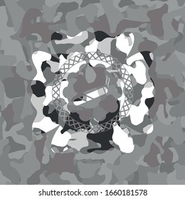 joint, cigarette icon on grey camouflaged pattern